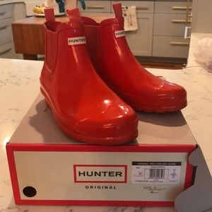 Hunter glossy chelsea boot size 37 (orange/red)